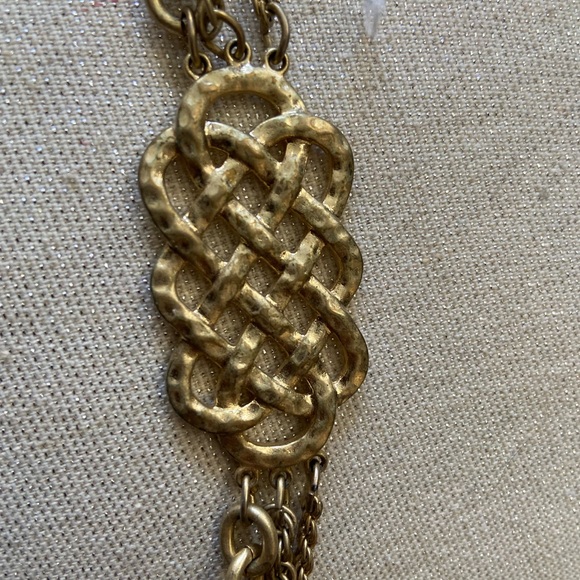 Lia Sophia, Celtic Knot, Gold Tone Necklace.  Multi-Strand, Long. - Picture 3 of 4